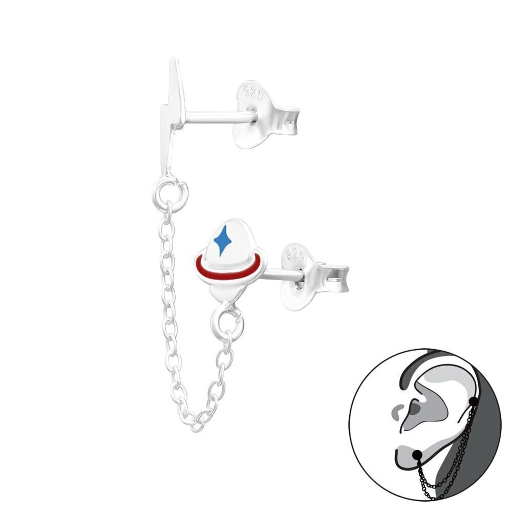 Sterling Silver Lightning Bolt Saturn Ear Jacket Chain